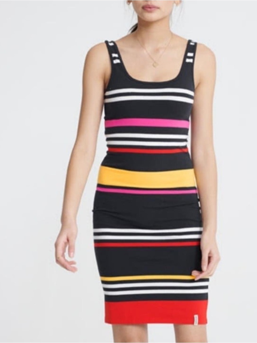 Super dry Miami Striped Scoop-Neck Body Stretchy Dress Size 12